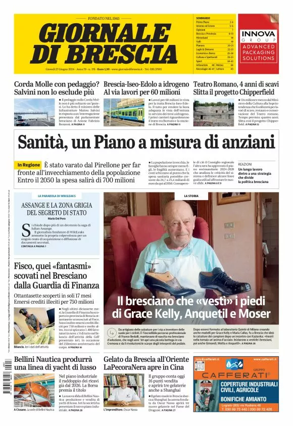 Prima-pagina-giornale di brescia-oggi-edizione-del-2024-06-27